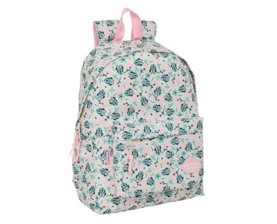 Safta Minnie Mouse Minty Mochila para Portatil hasta 14.1\" - Bolsillo Frontal - Portabotellas - Tirador Doble - Hombreras Ergonomicas - Asa Superior - 310x130x430mm - Color Rosa Pastel
