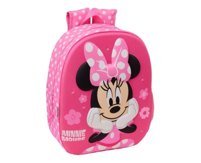 Safta Minnie Mouse Mochila 3D - Luces LED - Portabotellas - Hombreras Acolchadas - Asa Superior - 8.64L - 270x100x330mm - Color Rosa