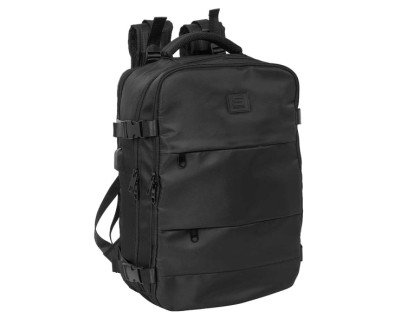 Safta Mochila de Cabina - Bolsillo para Portatil hasta 15.6\" - Conector USB - Portabotellas - Zapatillero - Cinta para Maleta - Cierres de PVC - 23.1L - 290x190x440mm - Color Negro