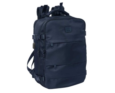 Safta Mochila de Cabina - Bolsillo para Portatil hasta 15.6\" - Organizador Interior - Portabotellas - USB - Zapatillero - Espalda Transpirable - 23.1L - 290x190x440mm - Color Azul Marino