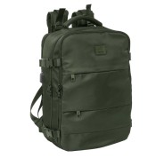 Safta Mochila de Cabina - Bolsillo para Portatil hasta 15.6\" - Portabotellas - USB - Zapatillero - Cinta para Maleta - Interior Acolchado - 23.1L - 290x190x440mm - Color Verde Oscuro
