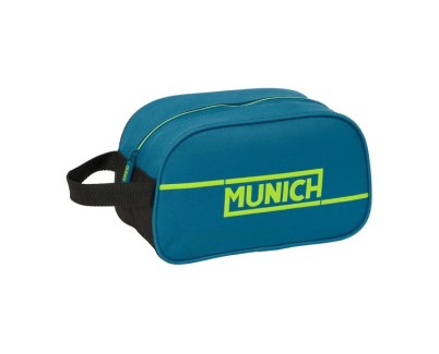 Safta Munich Land Neceser de 5L - Cremallera - Asa Lateral - Adapatable a Carro - 260x120x150mm - Color Azul Oscuro