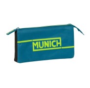 Safta Munich Land Portatodo - 3 Compartimentos con Cremalleras - Bolsillo Interior - 0.6L - 220x30x120mm - Color Azul Oscuro