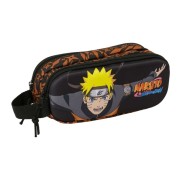 Safta Naruto Portatodo 3D - 2 Compartimentos con Cremallera - Asa Lateral - Capacidad 1L - 21x8x6cm - Color Negro y Naranja