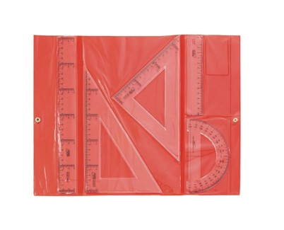 Safta Pack de 5 Reglas de Dibujo - Estuche de Plastico con Broche - Colores Aleatorios Rojo y Azul