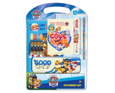 Safta Paw Patrol Cool Pack Escolar con Plumier Metalico - Lapiz - 4 Rotuladores - Regla 15cm - Sacapuntas - Goma - Libreta A4 - Bloc de Notas A6 - 270x30x375mm - Color Azul
