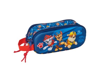 Safta Paw Patrol Portatodo 3D - 2 Compartimentos con Cremallera - Asa Lateral - Capacidad 1L - 21x8x6cm - Color Azul Oscuro