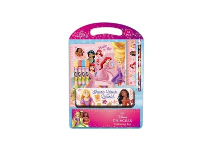 Safta Princesas Disney Bloom Pack Escolar con Plumier Metalico - Lapiz - 4 Rotuladores - Regla 15cm - Sacapuntas - Goma - Libreta A4 - Bloc de Notas A6 - 270x30x375mm - Multicolor