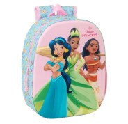 Safta Princesas Disney Mochila 3D de 8.64L - Portabotellas - Tarjeta de Identificacion Personal - Hombreras Acolchadas - 27x33x10cm - Color Azul Claro