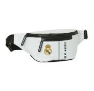 Safta Real Madrid 1ª Equipacion 24/25 Bolsa de Cintura - 2 Compartimentos - Ajustable - 23x12x9cm - Color Blanco/Negro