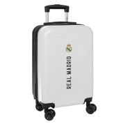 Safta Real Madrid 1ª Equipacion 24/25 Maleta con Ruedas 20\" - Asa Telescopica - 4 Ruedas Giratorias - Cierre con Candado - 34.5x55x20cm - Color Blanco/Negro