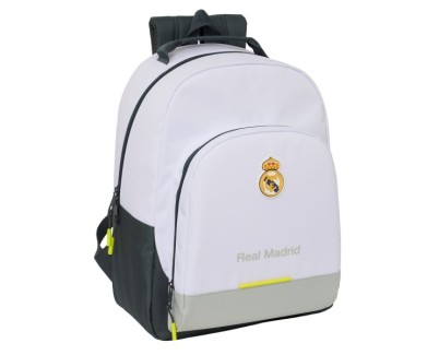 Safta Real Madrid 1ª Equipacion 25/26 Mochila Escolar - Adaptable a Carro - Asa de Mano - 32x42x15cm - Color Blanco