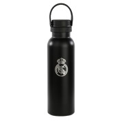 Safta Real Madrid 2ª Equipacion 24/25 Botella Reutilizable 600ml - Doble Pared con Aislamiento - Base de Silicona - Conserva Temperatura 12h Caliente / 24h Caliente - 25x7.3x7.3cm - Color Negro
