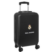 Safta Real Madrid Maleta Trolley de Cabina 20\" Rigida - Candado - Asa Telescopica de PVC con Goma - 4 Ruedas 360º - 34.5x55x20cm - Color Negro
