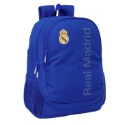 Safta Real Madrid Mochila Adaptable a Carro - Portabotellas - Dos Compartimentos Grandes - Doble Cremallera - Hombreras Ergonomicas - Asa Superior - 23L - 320x160x440mm - Color Azul