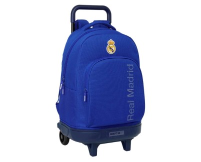 Safta Real Madrid Mochila con Carro - Extraible - Bolsillo Frontal - Portabotellas - Tirador Doble - Hombreras Acolchadas - Asa Acolchada - Tarjeta ID - Bandeja PVC - 330x220x450mm - Color Azul