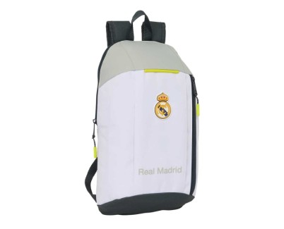 Safta Real Madrid Mochila Mini de 8.5L - Cremallera Vertical - Asas Regulables y Acolchadas - 22x39x10cm - Color Blanco y Negro