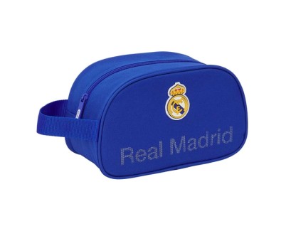 Safta Real Madrid Neceser de 5L - Cremallera - Asa Lateral - Adapatable a Carro - 260x120x150mm - Color Azul
