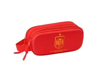 Safta Seleccion Espanola de Futbol Portatodo 3D - 2 Compartimentos con Cremallera - Asa Lateral - Capacidad 1L - 21x8x6cm - Color Rojo
