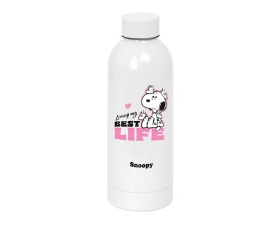 Safta Snoopy Botella Isotermica - Capacidad 500ml - Cierre Hermetico - Acero Inoxidable - 6h Caliente - 12h Frio - 7x22.5cm - Color Rosa