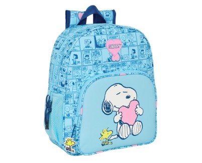 Safta Snoopy Love Mochila Infantil - Adaptable a Carro - Asa de Mano - 32x38x12cm - Color Azul Claro