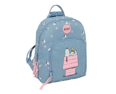 Safta Snoopy Mini Mochila - Bolsillo Frontal - Tirador Doble - Bolsillo Interior - Bolsillo Trasero Seguro - Hombreras Ajustables - Asa Superior - 250x130x300mm - Color Azul