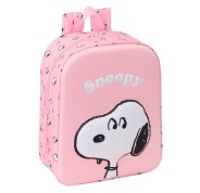 Safta Snoopy Mochila Guarderia 3D de 6L - Asa de Mano Superior - Asas Regulables y Acolchadas - Cierre de Cremallera - 22x27x10cm - Color Rosa Pastel