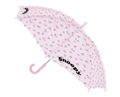 Safta Snoopy Paraguas Manual - Diametro de 70cm - Cupula con 8 Paneles - Asa y Punta de PVC - Poliester - Poe Transparente - Color Rosa