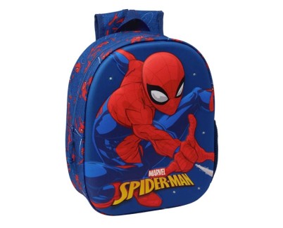 Safta Spider-Man 3D Mochila 3D - Luces LED - Portabotellas - Hombreras Acolchadas - Asa Superior - 8.64L - 270x100x330mm - Color Azul