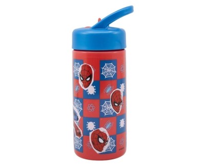 Safta Spider-Man Attack Botella 410ml - PVC Sin BPA - 7.4x17.8x6.4cm - Color Rojo y Azul