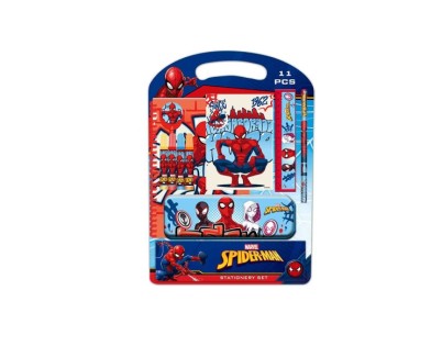 Safta Spider-Man Attack Pack Escolar con Plumier Metalico - Lapiz - 4 Rotuladores - Regla 15cm - Sacapuntas - Goma - Libreta A4 - Bloc de Notas A6 - 270x30x375mm - Multicolor