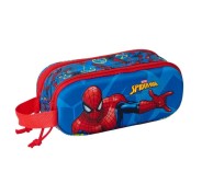 Safta Spider-Man Estuche Portatodo 3D de 1L - 2 Compartimentos - Cierre de Cremallera - Asa de Mano - 21x8x6cm - Color Rojo y Azul