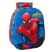 Safta Spider-Man Mochila 3D de 8.64L - Portabotellas - Tarjeta de Identificacion Personal - Hombreras Acolchadas - 27x33x10cm - Color Rojo y Azul