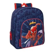 Safta Spider-Man Mochila - Adaptable a Carro - Portabotellas - Doble Tirador en Cremallera - Hombreras Ergonomicas Acolchadas - Asa de Mano Superior - 15L - 320x120x380mm - Color Azul Marino