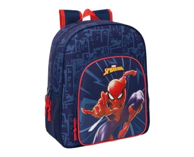 Safta Spider-Man Mochila - Adaptable a Carro - Portabotellas - Doble Tirador en Cremallera - Hombreras Ergonomicas Acolchadas - Asa de Mano Superior - 15L - 320x120x380mm - Color Azul Marino