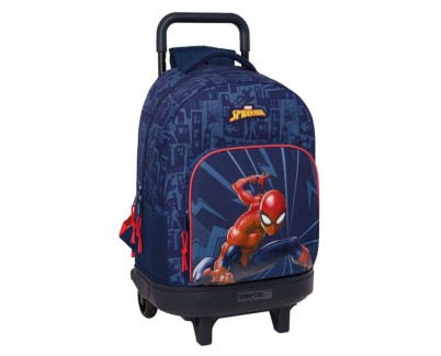 Safta Spider-Man Mochila con Carro - Extraible - Bolsillo Frontal - Portabotellas - Tirador Doble - Hombreras Acolchadas - Asa Acolchada - Tarjeta ID - 33L - 330x220x450mm - Color Azul Marino