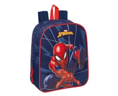 Safta Spider-Man Mochila Guarderia - Adaptable a Carro - Cremallera - Tarjeta de Identificacion - Asa Superior - 6L - 220x100x270mm - Color Azul Marino