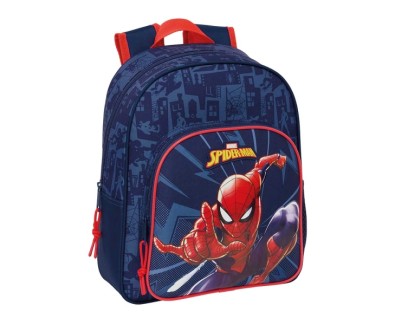 Safta Spider-Man Mochila Infantil - Adaptable a Carro - Portabotellas - Hombreras Acolchadas - Bolsillo Frontal - Asa Superior - 9L - 270x100x330mm - Color Azul Marino