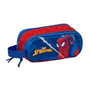 Safta Spider-Man Portatodo 3D - 2 Compartimentos con Cremallera - Asa Lateral - Capacidad 1L - 21x8x6cm - Color Rojo y Azul