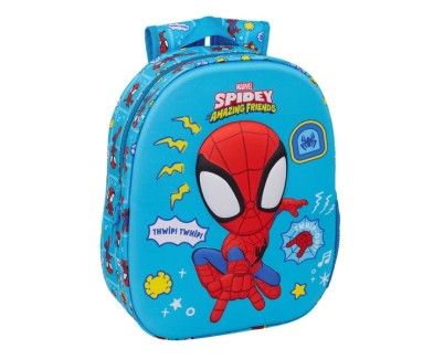 Safta Spidey Mochila 3D - Portabotellas - Hombreras Acolchadas - Asa de Mano Superior - 27x33x10cm - Color Azul