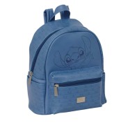 Safta Stitch Blue Mini Mochila - Bolsillo Frontal - Cremalleras con Doble Tirador - Interior Forrado - Hombreras Ajustables - Asa Superior de Mano - 240x120x280mm - Color Azul