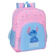 Safta Stitch Bright Mochila - Adaptable a Carro - Bolsillos Laterales - Doble Tirador - Hombreras Acolchadas - Bolsillo Frontal - Asa Superior - 15L - 320x120x380mm - Color Rosa