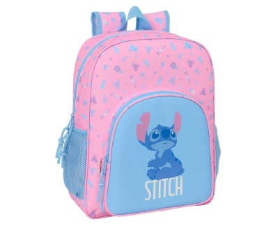 Safta Stitch Bright Mochila - Adaptable a Carro - Bolsillos Laterales - Doble Tirador - Hombreras Acolchadas - Bolsillo Frontal - Asa Superior - 15L - 320x120x380mm - Color Rosa