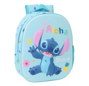 Safta Stitch Mochila 3D de 8.64L - Portabotellas - Tarjeta de Identificacion Personal - Hombreras Acolchadas - 27x33x10cm - Color Azul Claro
