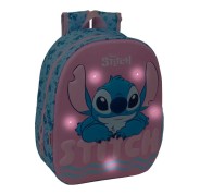 Safta Stitch Mochila 3D - Luces LED - Hombreras Acolchadas - Asa Superior Comoda - Portabotellas - 8.64L - 270x100x330mm - Color Azul