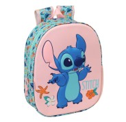 Safta Stitch Mochila 3D - Portabotellas - Hombreras Acolchadas - Asa de Mano Superior - 27x33x10cm - Color Rosa