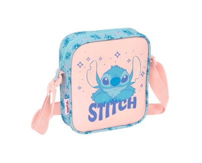 Safta Stitch Ohana Bolsito con Bandolera - 1L - Ideal para Uso Diario - 160x40x180mm - Color Azul Claro