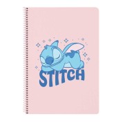 Safta Stitch Ohana Libreta con Espiral - Formato Folio - 80 Hojas de Papel 80g/m2 - Cuadriculas 4x4mm - Tapas Duras Glasofonadas - Margen Lateral - 215x10x310mm - Color Rosa Pastel
