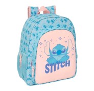 Safta Stitch Ohana Mochila - Adaptable a Carro - Portabotellas - Doble Tirador - Ergonomia Acolchada - Bolsillo Frontal - Asa de Mano - 15L - 320x120x380mm - Color Azul Claro