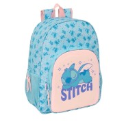 Safta Stitch Ohana Mochila Adaptable a Carro - Portabotellas - Tirador Doble - Hombreras Ergonomicas Acolchadas - Bolsillo Frontal - Asa de Mano Superior - 19L - 330x140x420mm - Color Azul Claro